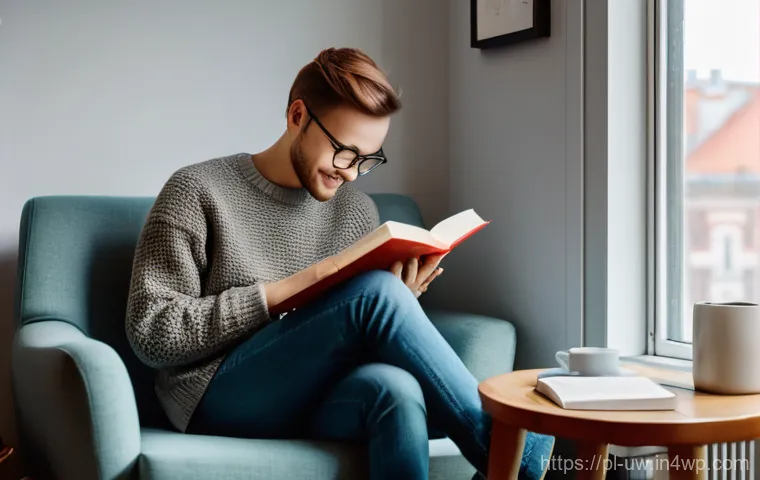 어휘력 강화를 위한 쓰기 과제 - **Prompt:** A cozy, inviting image of a young person, around 20-25 years old, sitting comfortably on...