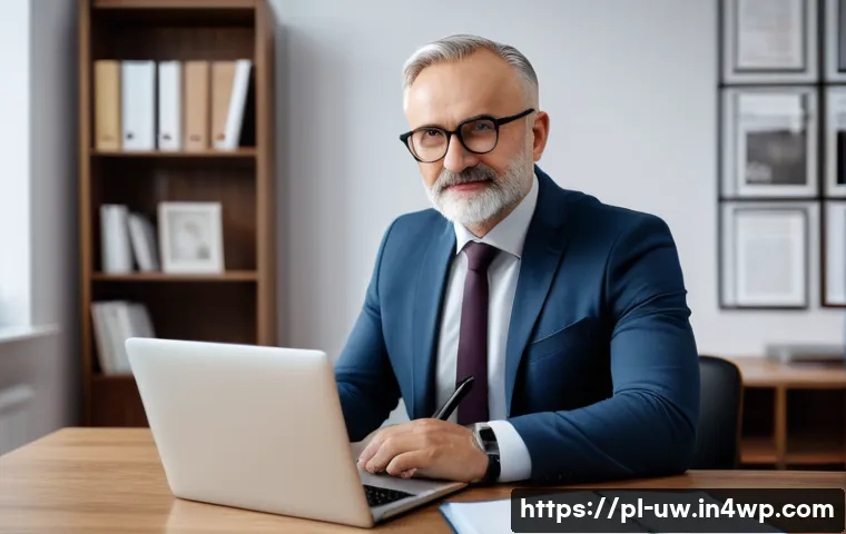 상황별 적절한 어휘 선택 이론 - A modern Polish office environment where a professional middle-aged man is engaging in a polite and ...