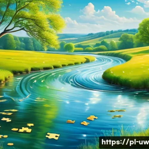 Home 31 어휘력 향상을 위한 비유적 표현 연습 - A vibrant, imaginative illustration of a flowing river symbolizing the passage of time, with shimmer...